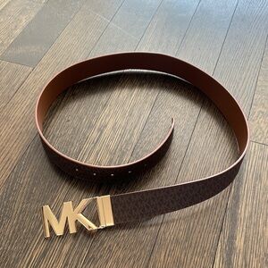 Michael Kors Reversible Brown Belt with Gold Buckle